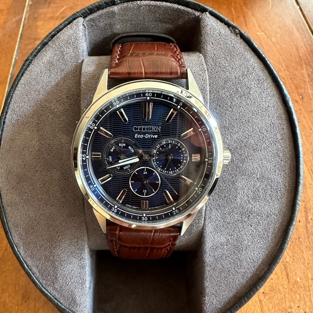 Citizen Men’s Eco Drive Corso Sapphire Blue Dial Leather 44mm Watch